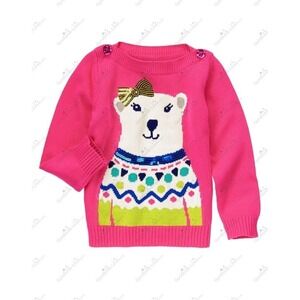 Gymboree Girls Color Happy Polar Bear Pink Sequin Winter Top Sweater Sz 7 8